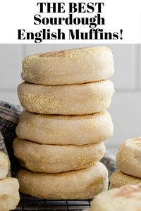 The best sourdough English muffins! These are light yet chewy, with loads of nooks and crannies!