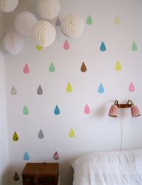 paper raindrops, easy and it transforms the wall.