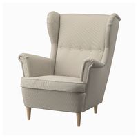 STRANDMON armchair, Kelinge beige Need a hug? STRANDMON wing chair has an embracing feel with a high back, round armrests, soft lines and inviting upholstery. A traditional look with modern comfort for many cozy moments.