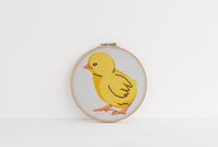 "Baby Chick Cross Stitch Pattern Little Yellow Chicken Design  Fabric: White Aida Stitches: 80 w X 91 h  Size:  14 Count, (14.5 x 16.5 cm) (5.7 x 6.5 in.)  16 Count, (12.7 x 14.4 cm) (5.0 x 5.7 in.)  18 Count, (9.2 x 10.5 cm) (3.6 x 4.1 in.) 22 Count, 7.3 inches (18.5 cm) wide and 9.2 inches (23.4 cm) high  Number of colors: 6 DMC This PDF pattern Includes: - DMC color key for the pattern. - 3 Styles of one page patterns (color blocks with symbols, black and white symbols, color symbols) perfect