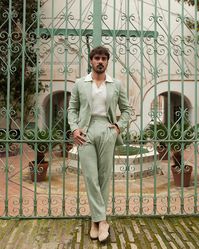 Colour - Green  Trouser Colour - Green  Fabric - Terry Rayon  Coat Closure - Two Buttons latest range of man suit, complete 2 piece suits designed in India hand crafted by master tailors,straight from factory to your door. Available in Different Size From XS to 4XL