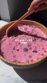 Ingredients: 3 cups Dragon Fruit 3/4 cup sago (tapioca pearls) 1 jar of Nata de Coco (coconut jellies) 2 cups of half and half (this is half milk, half cream mixture) 1/2 cup condensed milk Cut the Dragon Fruit into cubes. In a bowl Dragon Fruit, add and the syrup from the Nata de Coco jellies. This will help to sweeten the Dragon Fruit. Set it aside. Boil the sago/tapioca pearls on medium low heat for about 10 minutes then remove from heat and cover with lid for 10-15 minutes until it is translucent in color. Don't worry if there if there are tiny specks of white, it's fine. Drain and rinse the in cold water.