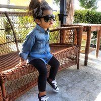 Converse with black leggings and denim shirt..... The perfect little diva