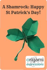 A review of Leyla Torres's origami Shamrock design that I folded and posted to my blog mark St Patrick's Day. Includes what it's like to fold, and where to get the instructions.