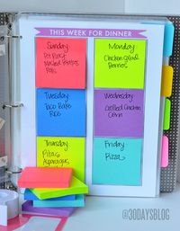 Super easy way to meal plan for each week. Print out this grid and get organized. A dry erase marker can be used too!