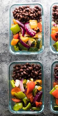 Make these Grilled Veggie & Black Bean Meal Prep Bowls on the weekend and you will have four work lunches waiting for you. A great vegetarian meal prep option that will keep your oven off this summer.