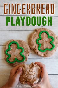 Gingerbread Playdough Recipe - kids christmas gingerbread man scented playdoh. Kids activity sensory. Cute toddler classroom activity.