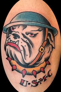 American traditional style bulldog with script U.S.M.C