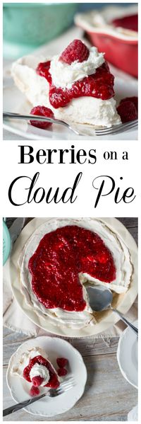 Berries on a Cloud Pie is so heavenly! A delicious dessert with fresh berries and a MERINGUE pie crust! The filling and cream cheese and a surprising ingredient! So good!!