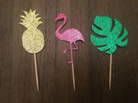 Tropical Flamingo Pineapple Cupcake Toppers