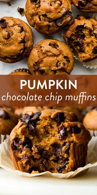 These are my super-moist, soft, and deliciously spiced pumpkin muffins, a go-to recipe in the fall. You could even add chocolate chips! #pumpkinmuffins #fall #baking