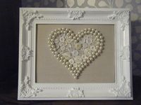 Shabby Chic Framed Heart Artwork with pearls and buttons from Lost Delights | Valentine crafts, Diy valentines crafts, Buttons crafts diy