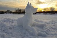 winter, snow, snow sculpture, snowman, dog, frost, cold, white, wintry, snowfall, nature | Pikist