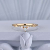 Art Deco Natural White Opal Moissanite Curved Wedding Band Diamond Matching Ring Band Chevron Band V Shaped Ring Anniversary Christmas Gift PRODUCT SUMMARY Metal Type: yellow, white or rose solid 10k, 14k or 18k gold. Size: All sizes are available, contact me if they do not contain the size you want in the drop-down menu. ☪☪Wedding band ⚜Stone - Natural pinky white opal Cut - Marquise cut & Round cut ⚜Stone - Moissanite or Natural Diamond Cut - Round Cut  Weight - about 0.04ct Clarity - SI-VS Color- G-H ⚜Band width - 1.6mm IMPORTANT INFORMATION  ☪Shipping ⚜It usually takes 2-3 weeks for production and 2-5 days for shipping to most US destinations. Free shipping within US. ⚜If you want to receive your ring sooner, rush order and shipping upgrade services are available. ☪Engraving You can or