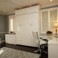 Antique White Office with Twin Wall Bed - Transitional - Home Office - Portland - by Portland Closet Company | Houzz