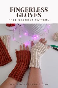 Ridged Crochet Fingerless Gloves