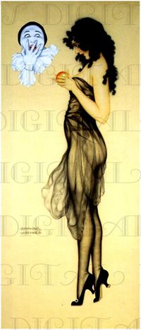 TEMPTATION! Stunning Extravagant Art Nouveau Vintage Illustration. Vintage Digital Download Art NOUV