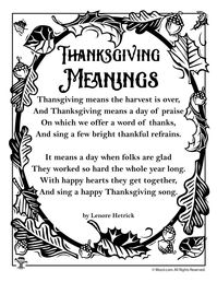 Thanksgiving Meanings Poetry for Kids