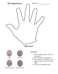 Fingerprint worksheet. Girl Scouts Junior Detective Badge.