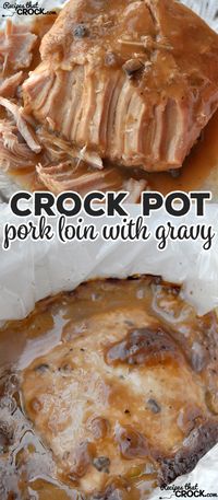 Our Crock Pot Pork Loin with Gravy Recipe is popular with readers for a reason. This super easy slow cooker recipe produces a tender pork roast with a flavorful savory gravy. Kiss dry pork roasts goodbye! via @recipescrock