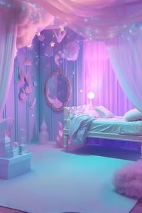 Deaming of creating a bedroom that evokes the enchanting world of mermaids. gain inspiration from this mermaid core aesthetic bedroom! The pastel pinks, blues, and purples create a serene ambiance that is reminiscent of being underwater in a mystical world.