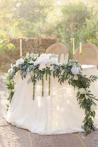 9ft Flower Garland for Sweetheart/Head Table - White & Sage