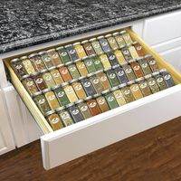 LYNK PROFESSIONAL® Spice Drawer Organizer - Heavy Gauge Steel 4 Tier Spice Rack - Silver Metallic