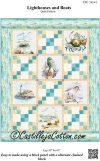 4 pages; 50inx63in; Easy to make using a block panel with a alternate chained block. Lap/Throw quilt pattern. Pattern ONLY. No fabric included.