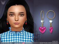 The Sims Resource - Heart Pearl Hoop Earrings For Kids