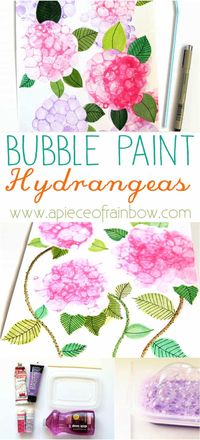 Make Bubble Paint Flower Hydrangeas - A Piece Of Rainbow