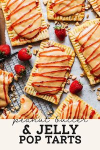 Buttery, flaky gluten free pie dough is stuffed with peanut butter and jelly filling and sweet peanut butter icing make the ultimate homemade pop tart.