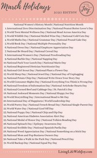 2020 Fun National Holidays - Living Life With Joy