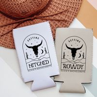 Getting Rowdy / Getting Hitched / Can Cooler / Bachelorette Party / Bachelorette Party Favor / Coozie / Western Bachelorette / Nashville Cozie / Birthday Party Favor / Bachelorette Party / Bachelor Party / Wedding Favor / Party Favor / Family Vacation / Beach Vacation / Girls Trip / Vacation / Beach party / Bachelorette Party Favor / Retirement Keep your drinks cold on your next adventure with our personalized can coolers ♥ DESCRIPTION: ✧ This listing is for ONE can cooler ✧ Each can cooler is printed on one side with design and personalized text ✧ Each can cooler is professionally hand-printed using the highest quality inks, materials & commercial grade equipment ✧ Can cooler material: neoprene - more flexible and higher quality than foam sleeves! ✧ Can cooler size: standard or slim (refe