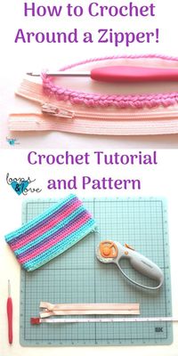 Crochet around a zipper to make a fun little zipper pouch without sewing! This tutorial will show you all of the steps to crochet around the zipper and also includes a pattern to crochet a zipper pouch too!   Free pattern and tutorial by Loops and Love Crochet!  #loopsandlovecrochet #crochetzipperpouch #crochetbag #crochet