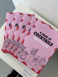 A5 cocktail book with 11 cocktail recipes inside. All designed and illustrated by Eva G Designs.