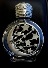 vintage Perfume Bottle JJ Jonette Moon Stars pewter