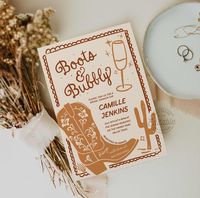 "Boots and Bubbly Bridal Shower Invitation 𝗔𝗟𝗟 𝗘𝗗𝗜𝗧𝗜𝗡𝗚 𝗔𝗡𝗗 𝗣𝗥𝗜𝗡𝗧𝗜𝗡𝗚 𝗔𝗥𝗘 𝗗𝗢𝗡𝗘 𝗕𝗬 𝗧𝗛𝗘 𝗖𝗨𝗦𝗧𝗢𝗠𝗘𝗥 The listing Includes a 5\"x7\" Editable Invitation Dbl Sided ✔ 𝗠𝗔𝗧𝗖𝗛𝗜𝗡𝗚 𝗜𝗧𝗘𝗠𝗦:  https://etsy.me/43U5MJg 😊𝗧𝗥𝗬 𝗕𝗘𝗙𝗢𝗥𝗘 𝗬𝗢𝗨 𝗕𝗨𝗬: https://www.corjl.com/d/57PN2 ✔ WHAT YOU CAN CUSTOMIZE:  ♥ ALL lettering is Editable ♥ Artwork is editable or moveable. ♥ Background color is Editable 𝗛𝗢𝗪 𝗜𝗧 𝗪𝗢𝗥𝗞𝗦 : 1. Purchase the listing and a link w