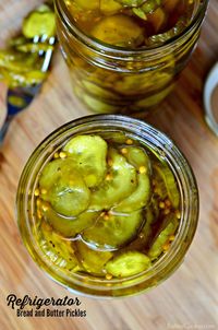 Refrigerator Bread and Butter Pickles recipe. Sugar and vinegar make for the most delicious sweet pickles!