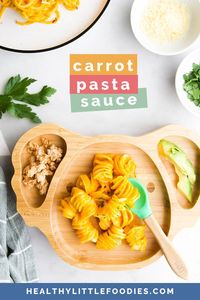 Looking for a healthy and delicious pasta sauce that your little ones will love> Try this easy and nutritious carrot pasta sauce recipe! Made with fresh carrots, it's naturally sweet and packed with vitamins and minerals. The smooth texture is perfect for babies, toddlers, and pick eaters, making it a great way to add veggies into their diet. Give it a try and watch your kids enjoy a tasty and nutritious meal.