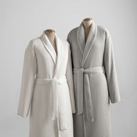 Hotel Waffle Terry Bathrobes featuring a sophisticated waffle weave exterior and absorbent terry interior for the perfect combination of elegance and comfort. Small/Medium: Length 50” Width 20.47” Sleeve 23.62” Large/XL: Length 53.94” Width 24.41” Sleeve 24.02”