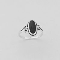 Sterling Silver Black Onyx Oval Ring, Silver Ring, Rings