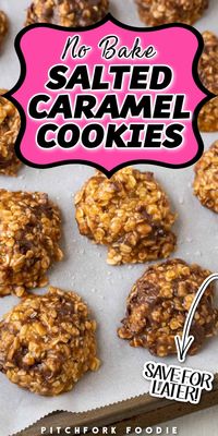 These caramel cookies are no bake cookies which means they are such easy cookies to make! Salted caramel cookies are loaded with chocolate chips, oats, and more! These cookies have a mouthwatering flavor because of the pudding mix added! Try this mouthwatering dessert for yourself!