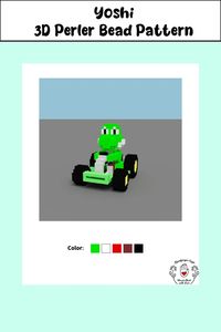 Super Mario Kart Yoshi Koppa 3D Perler Bead Pattern Digital Instant Download - Etsy