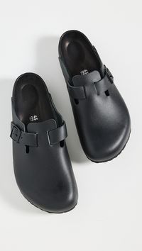 Find BIRKENSTOCK Boston Exquisite Clogs on Editorialist. Leather: Pebbled cowhide. Cork midsole and EVA sole. Regular fit. Round toe. Rubber sole. Made in Germany. This item cannot be gift-boxed.