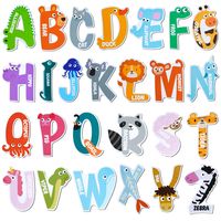 PRICES MAY VARY. ✅JUMBO ABC ALPHABET LETTERS MAGNETS: Our Jumbo Animal Magnetic Letters ABC Alphabet Magnets set includes 26 high-quality jumbo size animal-shaped alphabet letters, with bright and vibrant colors. Each alphabet letter is designed as a cute animal, with full magnetic backing, that could easily catch kids’ and toddlers’ attention and inspire your children’s interest in learning. Children and kids can not only learn about the alphabet letters but also the animal shapes and animal na