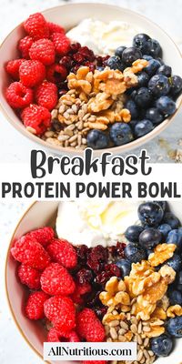 Fresh berries take this high protein breakfast to a whole new level. You can easily make this high protein breakfast power bowl in just a few minutes to have a nutritious and delicious healthy breakfast ready this morning.