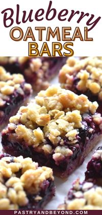 You need only 7 simple ingredients to make these delicious blueberry oatmeal bars. Using the same dough for the crust and crumbles makes this recipe extra easy. These blueberry lemon bars are perfect for dessert, a snack or even breakfast. You can use fresh or frozen blueberries for this homemade recipe.