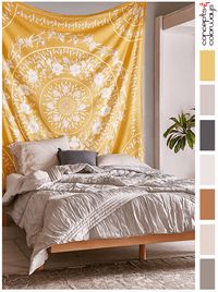 sunny yellow color palette, color palettes, color combinations, color schemes, color ideas, color for interiors, taupe and yellow interior, taupe gray, bright yellow, copper brown, dark gray, pantone spicy mustard, sherwin williams poisted taupe, sherwin williams popular gray