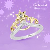 Enchanted Disney Rapunzel 1/10 CT. T.W. Diamond Sun Tiara Ring in Sterling Silver and 10K Gold - Size 7