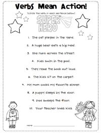 First Grade Blue Skies: Verbs are Action Words! Freebie